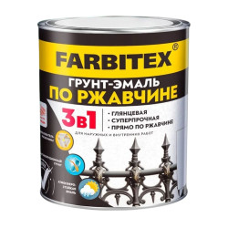 Грунт-эмаль Farbitex по ржавчине 3 в 1 серый 1.8 кг