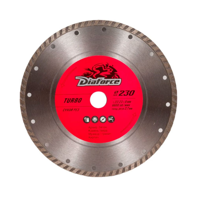 Диск алмазный Diaforce Super Turbo 501230 230*22.23*8*2.7 мм сухой рез Диск алмазный Diaforce Super Turbo 501230 230*22.23*8*2.7 мм сухой рез