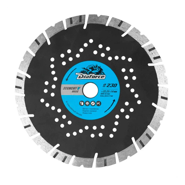 Диск алмазный Diaforce V-Cutter 505230V 230*22.23*14*2.7 мм сухой рез Диск алмазный Diaforce V-Cutter 505230V 230*22.23*14*2.7 мм сухой рез