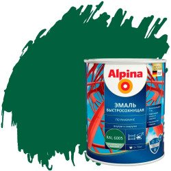 Грунт-эмаль Alpina быстросохнущая по ржавчине RAL 6005 зеленая 0.75 л