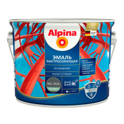 Грунт-эмаль Alpina быстросохнущая по ржавчине RAL 7024 графитовая 2.5 л