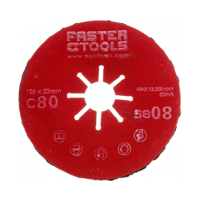 Диск шлифовальный Faster Tools 5808 125 мм Р80 рифленый Диск шлифовальный Faster Tools 5808 125 мм Р80 рифленый