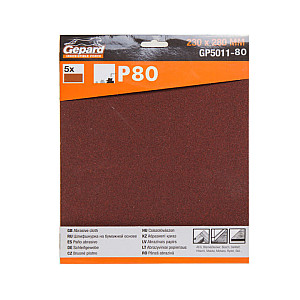 Шлифлист Gepard GP5011-80 230*280 мм Р80 бумажная основа 5 шт
