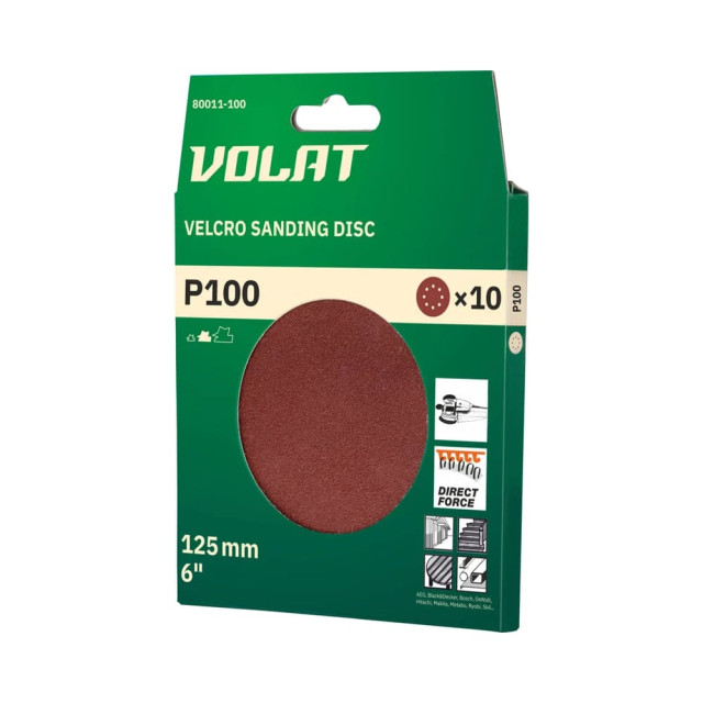 Шлифлист Волат 80011-100 125 мм круг Р100 для дерева 10 шт