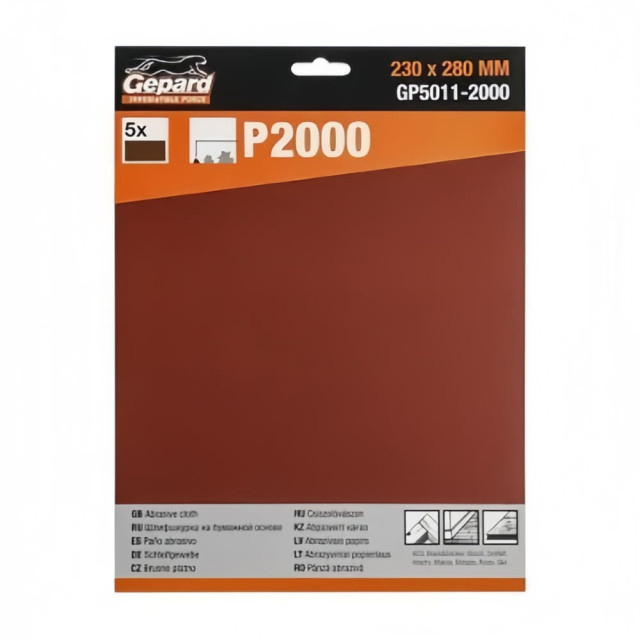 Шлифлист Gepard GP5011-2000 230*280 мм Р2000 бумажная основа 5 шт