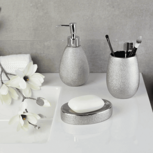 Мыльница Axentia Hollywood 129122 керамическая серебряная