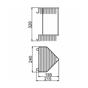 Полка угловая Frap F335-1 2-ярусная металлическая хром 240*320 мм