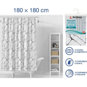 Шторка для ванной Perfecto Linea Secret 36-118201 80*180 см белый мрамор