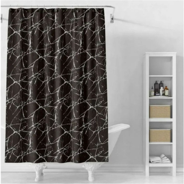 Шторка для ванной Perfecto Linea Secret 36-118202 180*180 см черный мрамор
