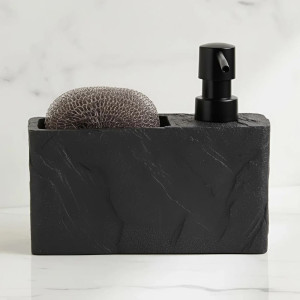 Диспенсер для моющего средства Perfecto Linea Pearl 35-191001 с подставкой для губки черный