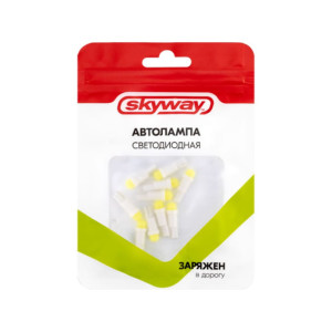Автолампа диодная Skyway S08201215 T5 /W1.2W 12V 1 COB 10 шт