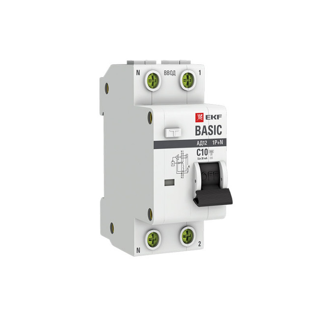 Дифференциальный автомат EKF Basic DA12-10-30-bas 1P+N 10А 30мА