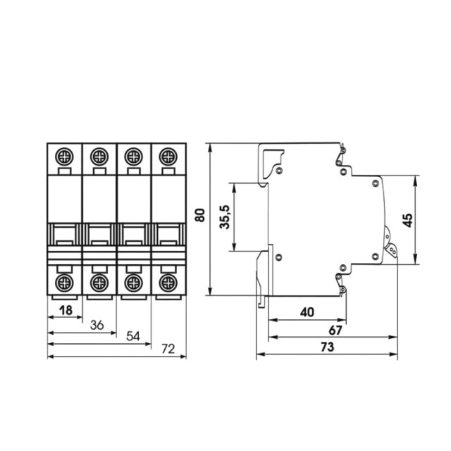 Автоматический выключатель EKF Basic ВА47-29 mcb4729-1-25C 1Р 25А