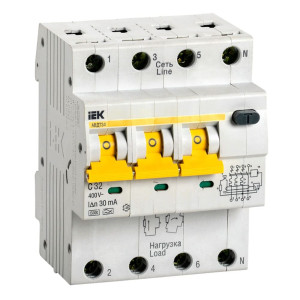 Автоматический выключатель дифференциального тока IEK АВДТ 34 MAD22-6-032-C-30 C32 30мА тип A