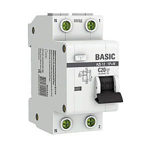 Автоматический выключатель дифференциального тока EKF Basic АД-12 DA12-20-30-bas 1P+N 20А 30мА тип АС х-ка C 4.5кА