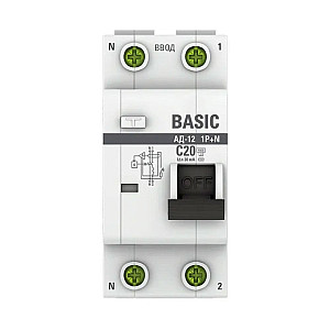 Автоматический выключатель дифференциального тока EKF Basic АД-12 DA12-20-30-bas 1P+N 20А 30мА тип АС х-ка C 4.5кА