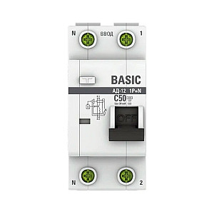 Автоматический выключатель дифференциального тока EKF Basic АД-12 DA12-50-30-bas 1P+N 50А 30мА тип АС х-ка C 4.5кА