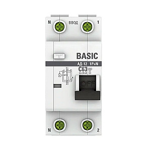 Автоматический выключатель дифференциального тока EKF Basic АД-12 DA12-63-30-bas 1P+N 63А 30мА тип АС х-ка C 4.5кА