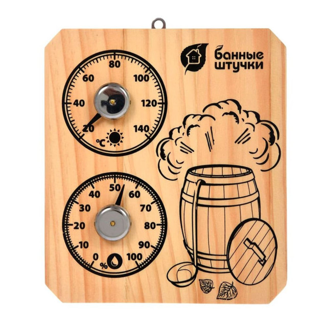 Термометр с гигрометром Банные штучки Банная станция Пар и жар 18045 15*17*2.5 см