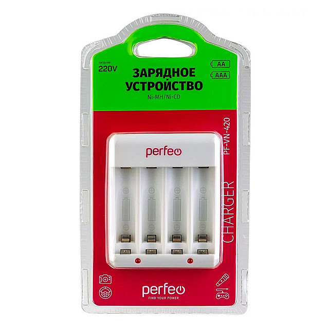 Зарядное устройство Perfeo PF-VN-420 Ni-MH/CD 220V 4 слота АА/ААА