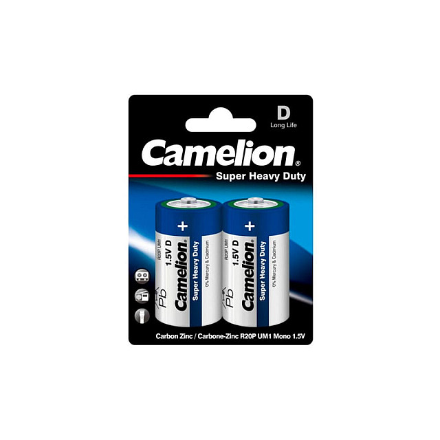 Батарейка Camelion R20P-ВР2 blue 12/144 К