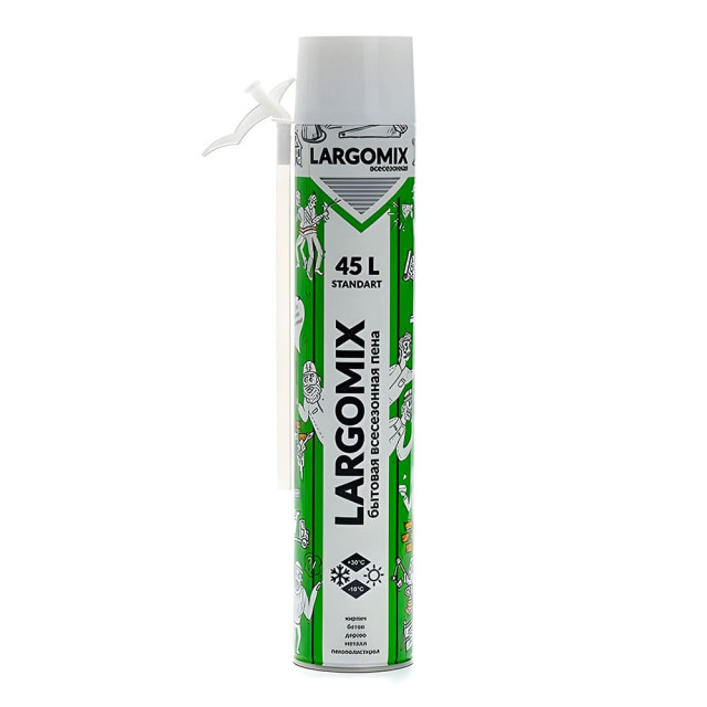 Монтажная пена Largomix Standart 45L бытовая всесезонная 750 мл 680 г