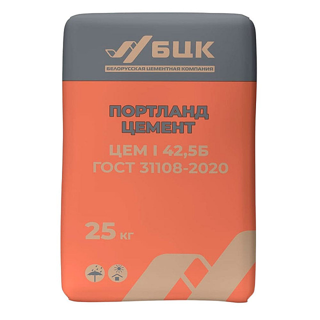 Цемент БЦК Портландцемент ЦЕМ 1 42,5 Н (Д0) 25 кг
