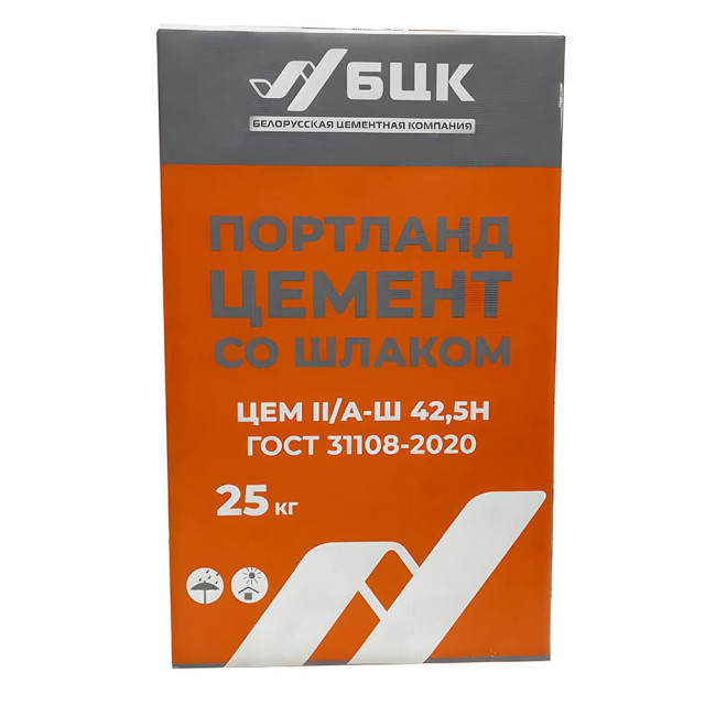 Цемент БЦК Портландцемент ПЦ 500-Д20 со шлаком 25 кг