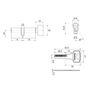 Цилиндровый механизм Avers ZM-90 40C/50-C-BLM 00035179