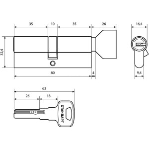 Евроцилиндр Стандарт Z.F.80В-5K SN