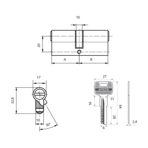 Цилиндровый механизм Apecs SM-80-G