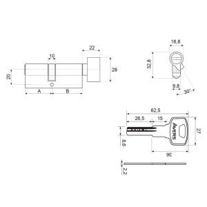 Цилиндровый механизм Avers ZM-90 35C/55-C-CR 00022791