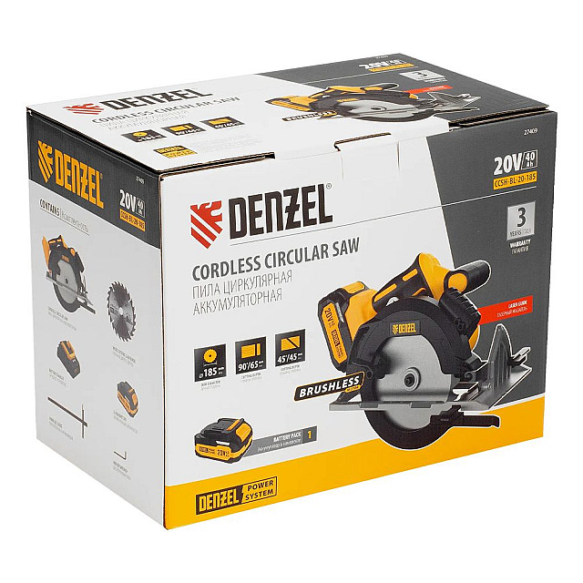 Пила циркулярная Denzel CCSH-BL-20-185 аккумуляторная