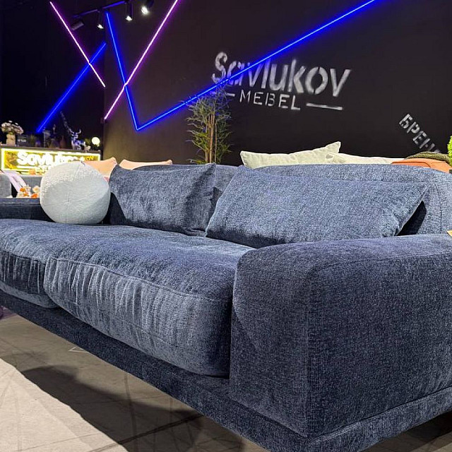Диван Savlukov Galaxy Мебельтекс Genesis 15 Deep Blue 2.45*1.02 м
