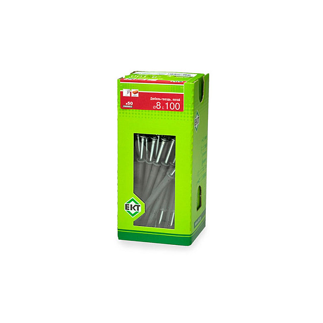 Дюбель-гвоздь ЕКТ BW000022 8*100 мм потай полипропилен в коробке с окном 50 шт
