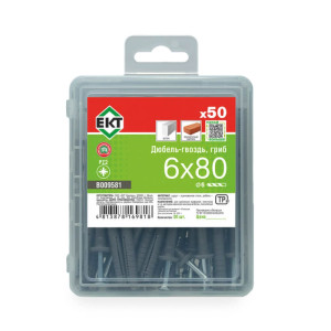 Дюбель-гвоздь ЕКТ B009581 6*80 мм гриб 50 шт