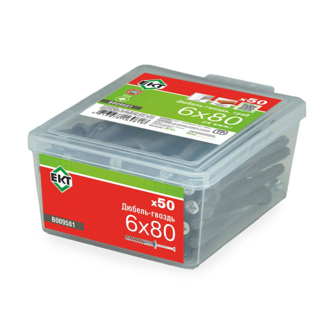 Дюбель-гвоздь ЕКТ B009581 6*80 мм гриб 50 шт
