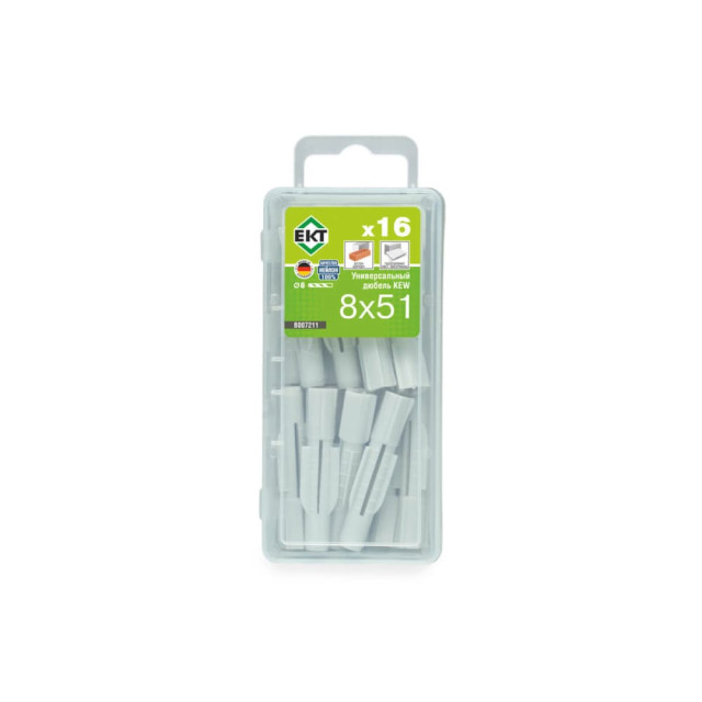 Дюбель ЕКТ KEW UDD 8*51 мм универсальный нейлон 16 шт