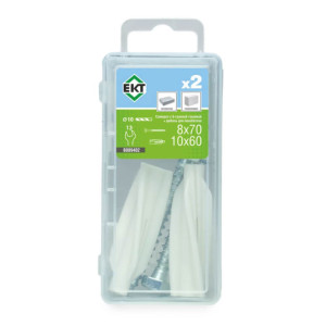 Дюбель для пенобетона 10*60 мм и саморез с 6-гранной головкой 8*70 мм ЕКТ B009402 2 шт