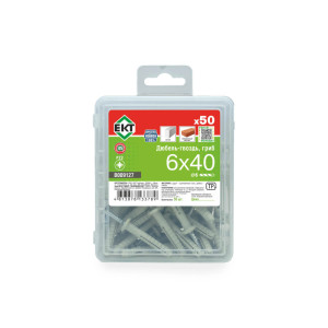 Дюбель быстрого монтажа ЕКТ B009127 6*40 мм с гвоздевым шурупом гриб 50 шт