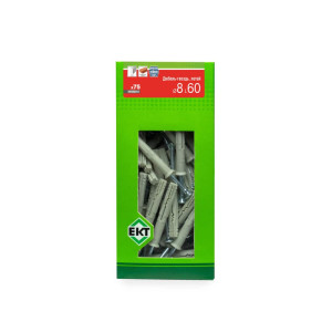 Дюбель быстрого монтажа ЕКТ BW000016 8*60 мм с гвоздевым шурупом потай нейлон 75 шт