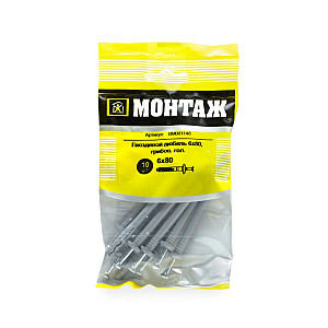 Дюбель с гвоздевым шурупом Монтаж BM001148 6*80 мм гриб 10 шт