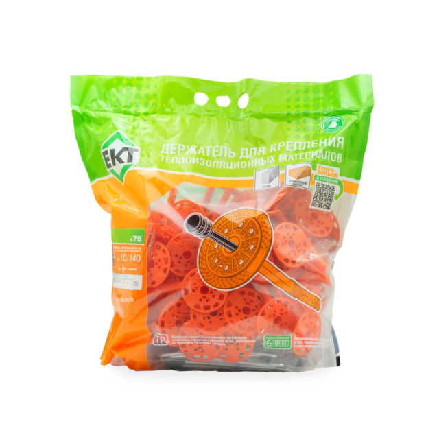 Держатель тарельчатый ЕКТ B009939 10*140 мм со стальным гвоздем и термоголовкой DTI-10 75 шт