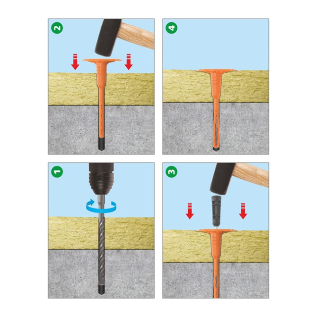 Держатель теплоизоляции ЕКТ VZ011326 10*140 мм со стальным гладким гвоздем с термозаглушкой 10 шт