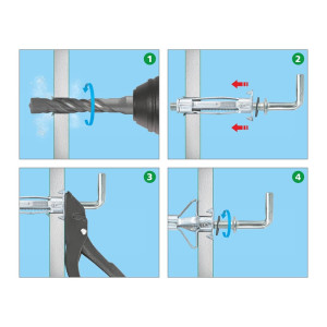 Дюбель металлический ЕКТ B009451 4*32 мм г-образный для пустотелых конструкций 8 шт