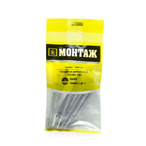 Дюбель с гвоздевым шурупом Монтаж BM001151 6*80 потай п/п 10 шт
