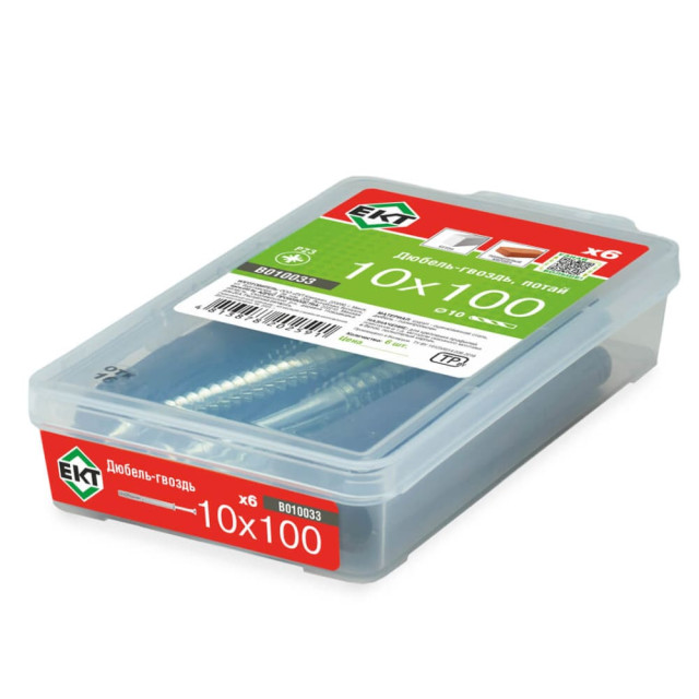 Дюбель-гвоздь ЕКТ B010033 GL 10*100 мм потай 6 шт