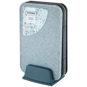 Набор досок разделочных Plast Team Stone PT177512026 на подставке темный камень 4 шт