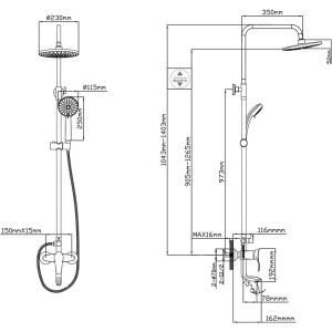 Душевая система AV Engineering JAS AVJAS16-A080-335 D40