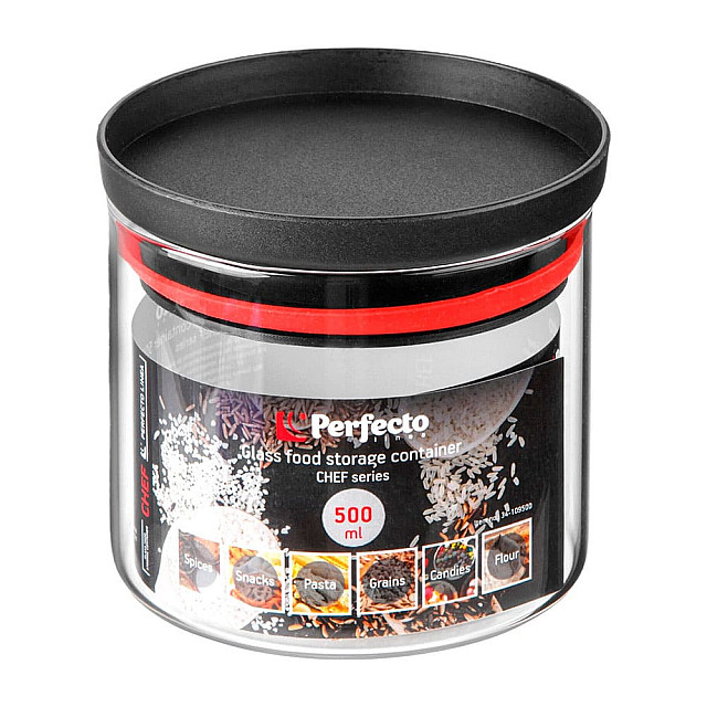 Банка для сыпучих продуктов Perfecto Linea Chef 34-109500 стеклянная 500 мл